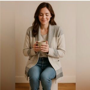 Benedetto B open front cardigan, merino wool/cashmere M soft, cozy